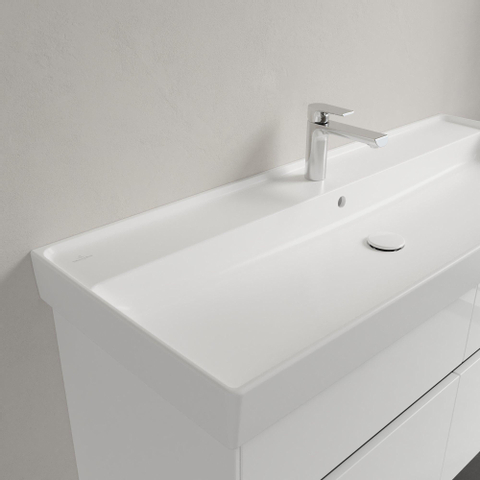 Villeroy & Boch Collaro meubelwastafel - 120x47cm - met overloop - 1 kraangat CeramicPlus - Stone White (mat wit) SW358339