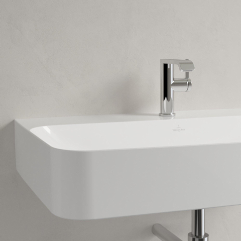 Villeroy & Boch finion wastafel - 1 kraangat - 80x47cm CeramicPlus - zonder overloop - White Alpine (glans wit) SW106480