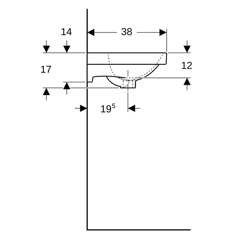 Geberit Acanto fontein - 45x38.2cm - zonder kraangat - met overloop - wit SW1235358