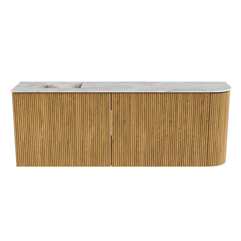 Mondiaz JOYA-DLUX 111.6cm toiletmeubel - ronding rechts kleur Oak - Wastafel FAYE positie Links Zonder kraangat kleur Glace. SW1422038
