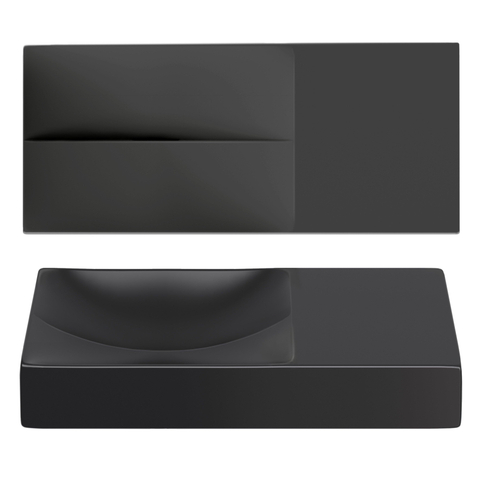 Clou Vale céramique lave-mains 45x19x7cm pré-percé trou de robinet à droite Noir mat SW451475