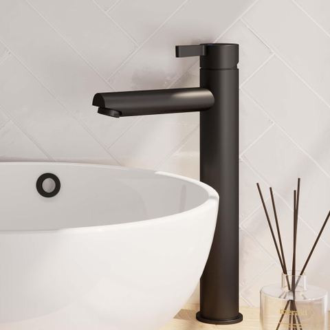 Brauer Black Edition Robinet de lavabo rehaussé économiseur d'énergie Noir mat SW385380