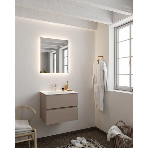 MONDIAZ VICA Badkamermeubelset - 60cm - 2 lades - wasbak Cloud midden - 1 kraangat - solid surface smoke SW411397