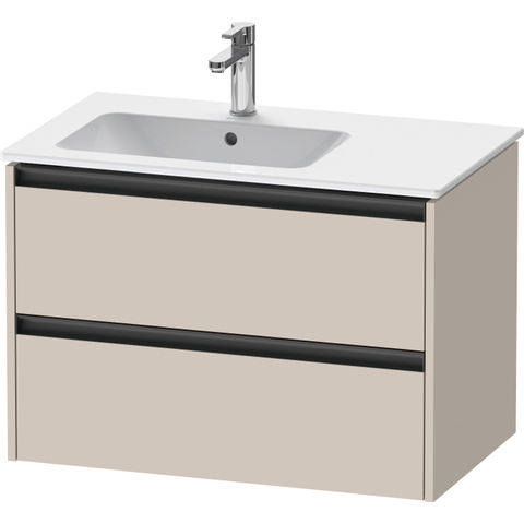 Duravit Ketho.2 Wastafelonderbouwkast - met 2 laden - voor waskom links - 81x48x54.9cm - met grepen antraciet - taupe mat SW772835