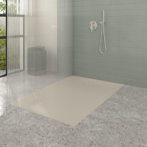 Villeroy & Boch Ecora douchebak - 150x100x3.5cm - afvoer korte zijde - almond (beige) SW1558940