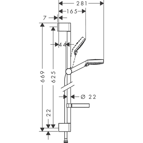 Hansgrohe Crometta Glijstangset - met Crometta Vario - handdouche - met 2 straalsoort - met Casetta zeepschaal 65c - wit chroom SW73216