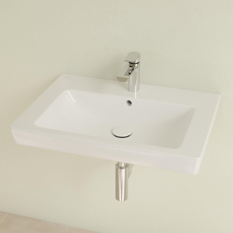 Villeroy & Boch Subway 2.0 wastafel - geslepen - 65x47cm - met kraangat - met overloop CeramicPlus - White Alpine (glans wit) 1025019