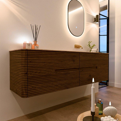 Mondiaz CIRO-DLUX Badkamermeubelset - 170x45x50cm - Solid surface wastafel Arena - 1 wasbak Rechts - zonder kraangaten - 4 lades - Dusk SW1533123