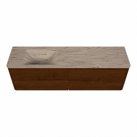 Mondiaz CIRO-DLUX Meuble de salle de bains - 170x45x50cm - Plan vasque solid surface Arena - 1 lavabo à gauche - 1 trou de robinet - 4 tiroirs - Ruby SW1531725
