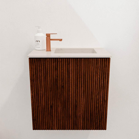 Mondiaz JOYA-DLUX 40cm toiletmeubel - kleur Ruby - Wastafel FAYE positie Rechts 1 kraangat kleur Meli. SW1425325