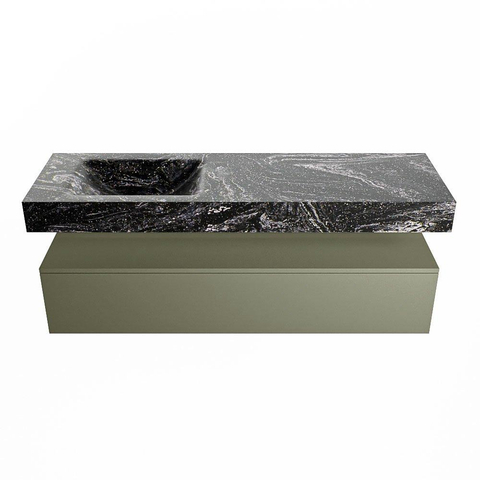 Mondiaz ALAN-DLUX Ensemble de meuble - 150cm - meuble Army mat - 1 tiroir - Lavabo Cloud Lava suspendu - vasque Gauche - 1 trou de robinet SW808538