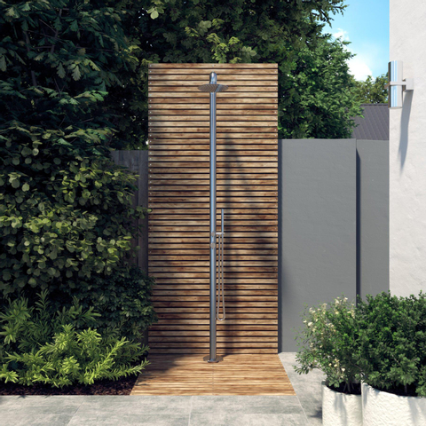 Fortifura Outdoor Deluxe Colonne de douche de jardin avec douchette et douche de tête inox brossé SW278130
