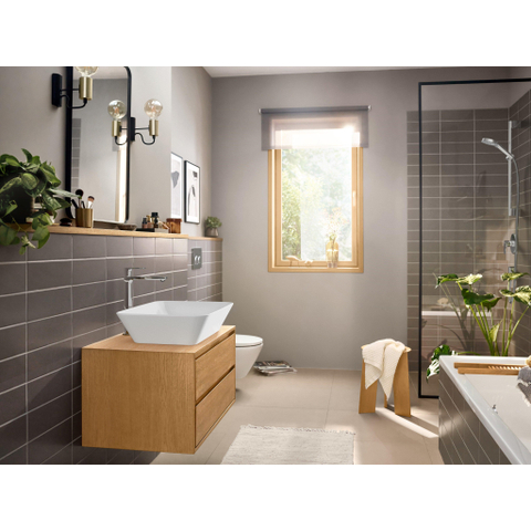 Hansgrohe Rebris e Eengreeps wastafelmengkraan - 240 - coolstart - ecosmart+ - voor waskommen - met PopUp - trekwaste - hoogglans chroom SW796435