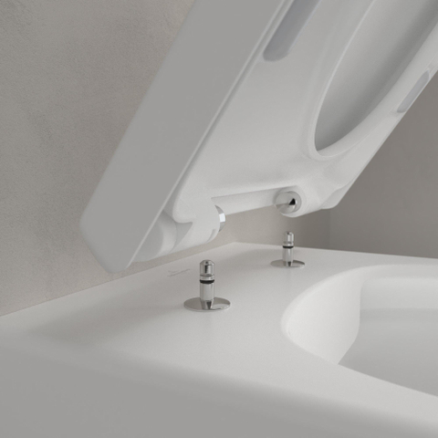 Villeroy & Boch Avento Pack WC 37x31.5cm - direchtflush - à fond creux - avec réservoir encastrable - plaque de commande acier mat - Stone White CeramicPlus SW956271