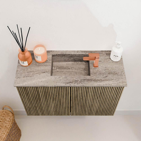Mondiaz JOYA-DLUX 60cm meuble de toilette - couleur Dusk - Vasque FAYE position Milieu 1 trou de robinet couleur Oza. SW1425962