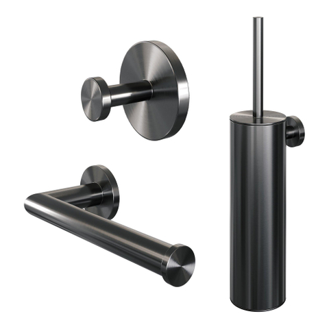 Brauer Gunmetal Edition Set d'accessoires WC - 3 pièces - PVD - gunmetal brossé SW1164614
