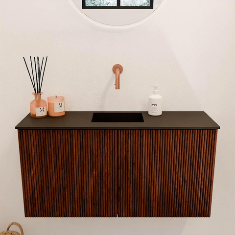 Mondiaz JOYA 80cm meuble de toilette - couleur Ruby - Lavabo FAYE position Milieu Sans trou de robinet couleur Urban. SW1421832