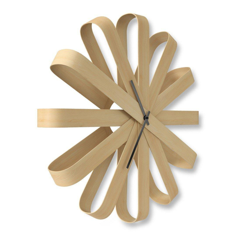 Horloge murale Umbra Ribbonwood 51x51x10cm en bois d'Aspen naturel SW539254