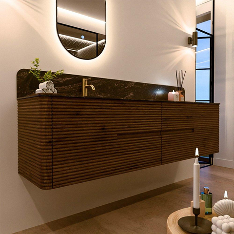 Mondiaz CIRO-DLUX Ensemble de meubles de salle de bains - 190x45x50cm - Lavabo solid surface Lava - 1 vasque à gauche - 1 trou de robinet - 4 tiroirs - Dusk SW1533067