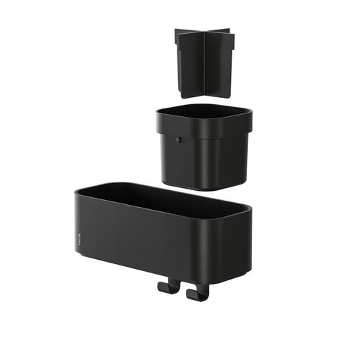 Tiger 2-Store Opbergbakje met handdoekhaak en tandenborstelhouder 25 cm Zwart SW916675