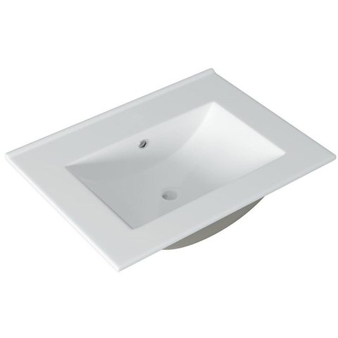 Saniclass Vygo Meubelwastafel - 81x2x46cm - overloop - 1 wasbak - 0 kraangaten - keramiek - glans wit SW773926