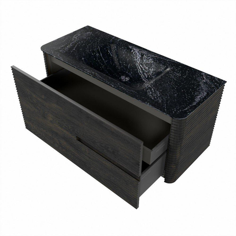 Mondiaz CIRO-DLUX Badkamermeubelset - 110x45x50cm - Solid surface wastafel Lava - 1 wasbak Midden - zonder kraangaten - 2 lades - Shadow SW1532259