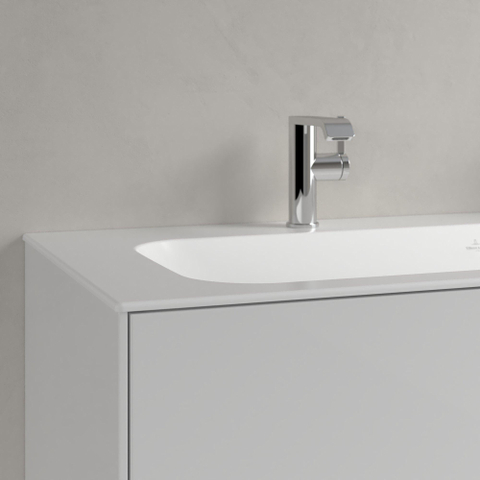 Villeroy & Boch finion meubelwastafel - met 2 kraangaten - 120x50cm CeramicPlus - zonder overloop - Stone White (mat wit) SW209578