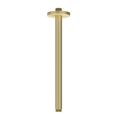IVY Concord Ensemble de douche pluie - encastré - symmetry - inverseur-arrêt 2 voies - bras de plafond 30 cm - douche de tête medium 20 cm - support avec sortie - flexible de douche 150 cm - douchette barre - acier inoxydable 316 - or mat brossé PVD SW1032019