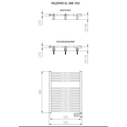Plieger Palermo-EL III/Fischio elektrische designradiator horizontaal 688x550mm 300W wit (RAL9016) SW160322