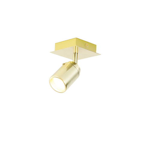 QAZQA Ducha plafonnier de salle de bains - 10x10cm - 1 spot - IP44 - carré - laiton (or) SW1187236