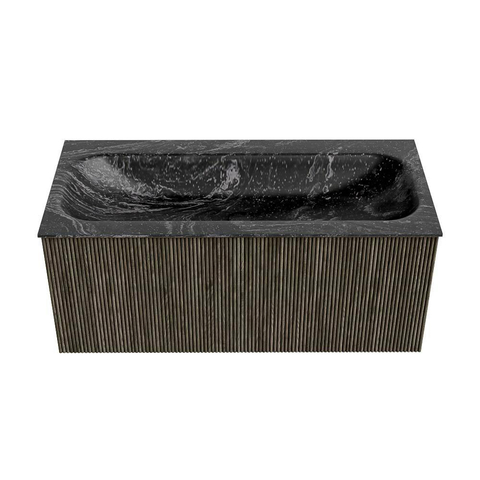 Mondiaz KURVE-DLUX Badkamermeubelset - 100x46x40cm - 1 lade - wastafel solid surface - midden - zonder kraangat - Shadow SW1414649