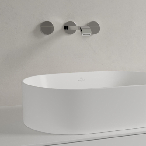 Villeroy & Boch Collaro opzetwastafel ovaal - 56x36cm - zonder overloop - zonder kraangat CeramicPlus - Stone White (mat wit) SW336076