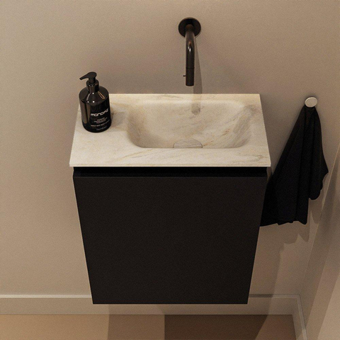 MONDIAZ TURE-DLUX Meuble de toilette 40 cm Urban. Lavabo EDEN Ostra position à droite. Sans trou de robinet. SW1104657