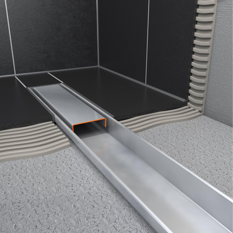 Easy Drain Compact 30 zero caniveau de douche plaque simple avec sortie latérale 6x100cm inox 2302597