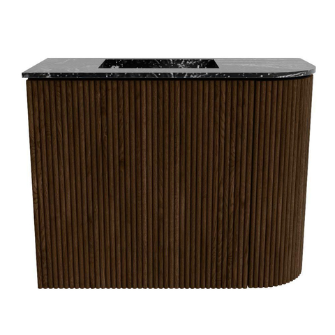 Mondiaz JOYA-DLUX 51.6cm toiletmeubel - ronding rechts kleur Walnut - Wastafel FAYE positie Links Zonder kraangat kleur Lava. SW1422465