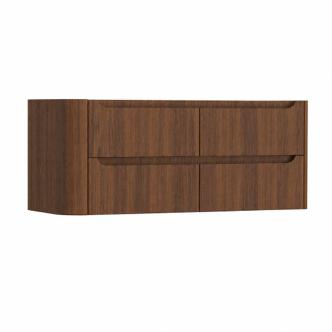 H&R Badmeubelen Juice Wastafelonderkast - 120x45x50cm - linkerhoek afgerond - 4 lades - geïntegreerde greep - dark oak SW1571943