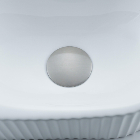 QeramiQ Fuente fonteinset – 40x21.5x12 cm – kraangat links – kraan geborsteld RVS – geribbeld SW1233014