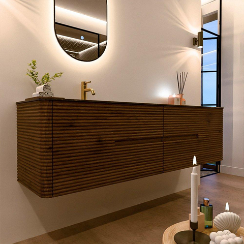 Mondiaz CIRO-DLUX Ensemble de meubles de salle de bains - 180x45x50cm - Lavabo solid surface Lava - 1 vasque à gauche - 1 trou de robinet - 4 tiroirs - Dusk SW1533066