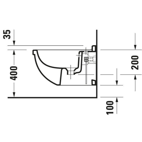 Duravit Starck 3 Wandbidet - 365x335x540mm - 1 kraangat overloop - verdekte bevestiging - glans wit 0293374
