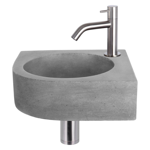 Differnz lave-mains - 31.5x31.5x10cm - triangulaire - béton - trou robinet centre - gris foncé SW642464