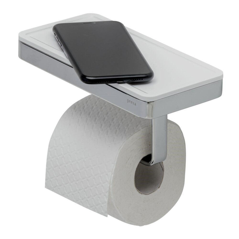 Geesa Frame Toiletrolhouder met planchet Wit / Chroom SW334322