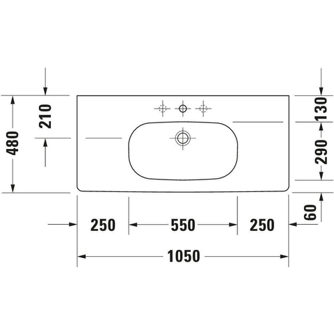 Duravit D-code Meubelwastafel - 105x48cm - met 1 kraangat - met overloop - wit GA87573