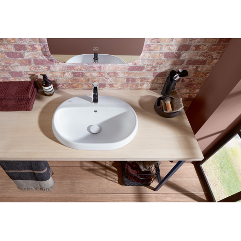 Villeroy & Boch Architectura inbouwwastafel - 60x45x17cm Ovaal - 1 kraangat - met overloopgat Ceramic - White Alpine (glans wit) SW762350