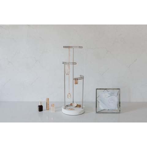 Umbra Tesora sieradenhouder 15x42x15cm staal wit/Metallic nikkel SHOWROOMMODEL SHOW24839