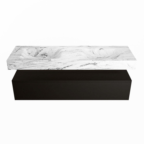 Mondiaz ALAN-DLUX Ensemble de meuble - 150cm - meuble Urban mat - 1 tiroir - Lavabo Cloud Glace suspendu - vasque Gauche et droite - 2 trous de robinet SW805562