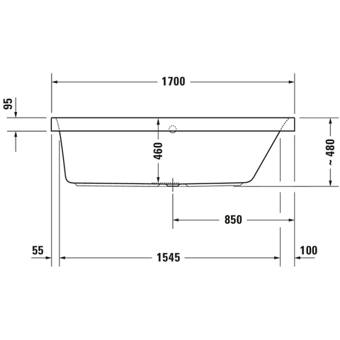 Duravit Happy D.2 Kunststof inbouwbad acryl rechthoekig - met rugsteun rechts - 170x70x46cm - zonder poten - glans wit SW54603