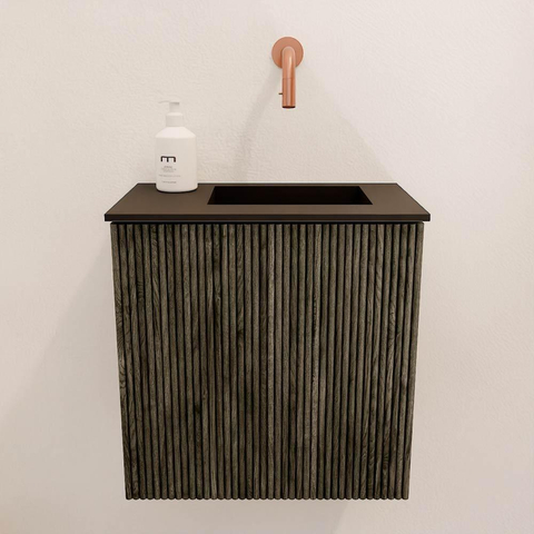 Mondiaz JOYA 40cm meuble de toilette - couleur Shadow - Vasque FAYE position Droite Sans trou de robinet couleur Urban. SW1421480