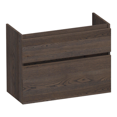 BRAUER Delight meuble sous-lavabo peu profond - 80x39x60cm - 2 tiroirs softclose - sans poignées - 1 découpe pour siphon - chêne massif - lattes de chêne noir SW523077