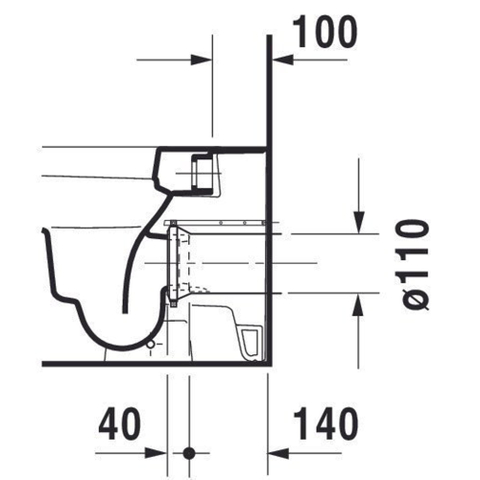 Duravit Happy D.2 Closetpot - diepspoel staand - back-to-wall - 36.5x57cm - inclusief bevestiging afvoer horizontaal - wit SW54349