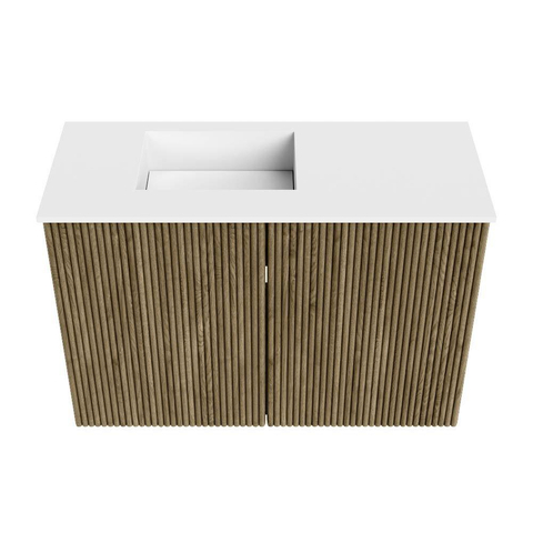 Mondiaz JOYA 60cm toiletmeubel - kleur Dusk - Wastafel FAYE positie Links 1 kraangat kleur Talc. SW1421558